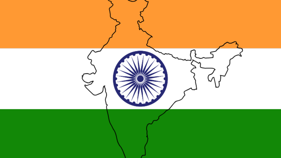 Länderflagge und -umriss Indien