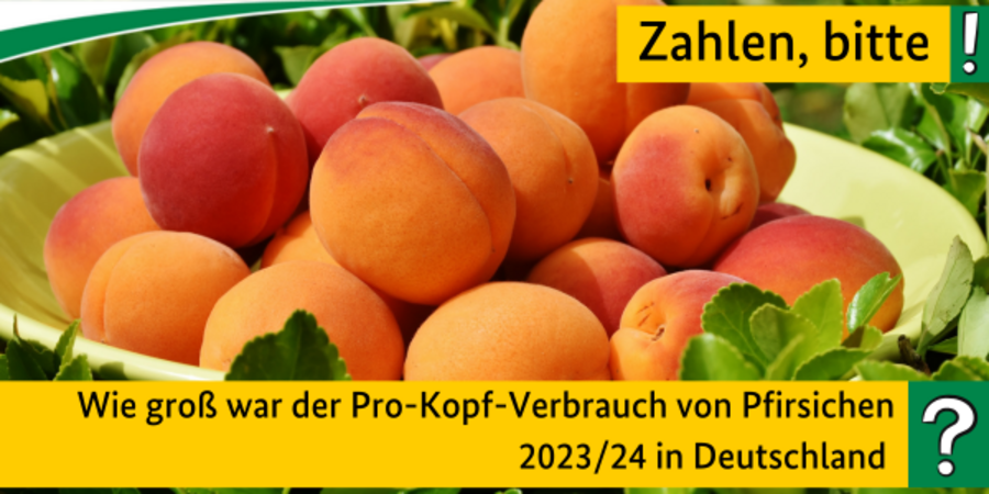 Quiz: Wie groß war der Pro-Kopf-Verbrauch von Pfirsichen 2023/24 in Deutschland?