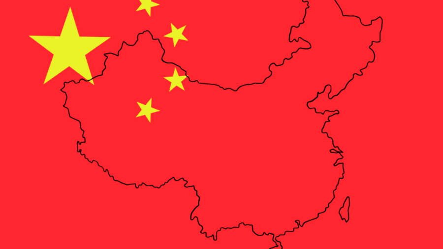 Flagge Chinas mit Umriss des Landes