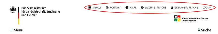 Überschriften in der Kopf-Zeile.