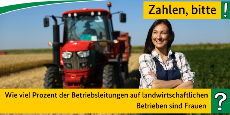 Quiz Zahlen bitte! Wie viel Prozent der Betriebsleitungen auf landwirtschaftlichen Betrieben sind Frauen?