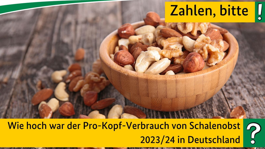 Wie hoch war der Pro-Kopf-Verbrauch von Schalenobst im Wirtschaftsjahr 2023/24 in Deutschland?